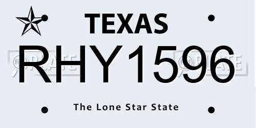 RHY1596 Texas License Plate