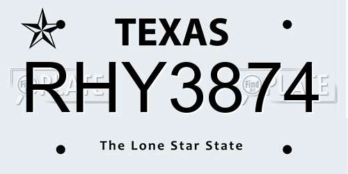 RHY3874 Texas License Plate