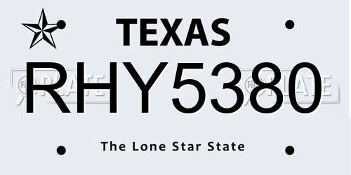 RHY5380 Texas License Plate