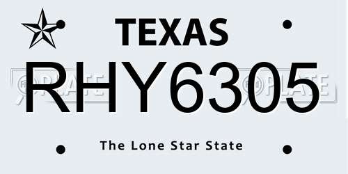RHY6305 Texas License Plate
