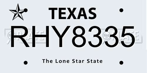 RHY8335 Texas License Plate
