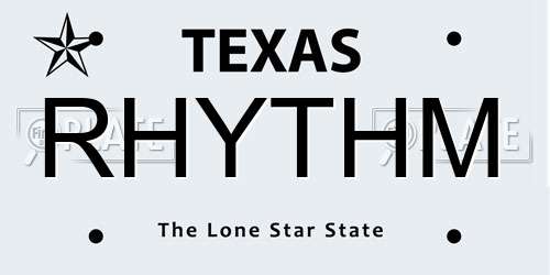 RHYTHM Texas License Plate
