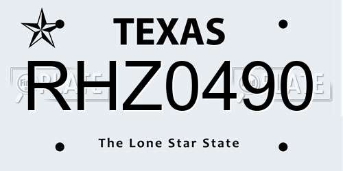 RHZ0490 Texas License Plate