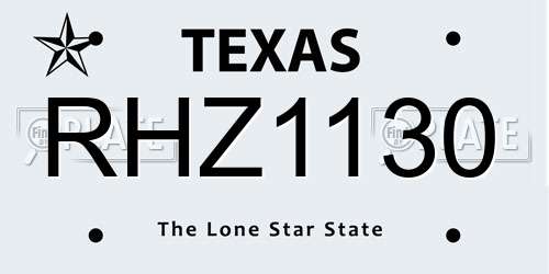 RHZ1130 Texas License Plate