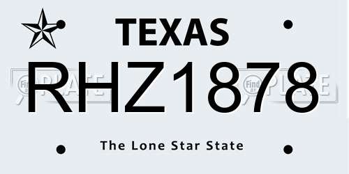 RHZ1878 Texas License Plate