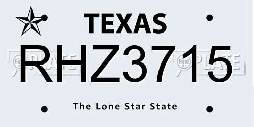 RHZ3715 Texas License Plate