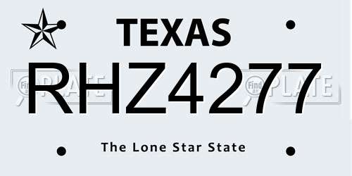 RHZ4277 Texas License Plate