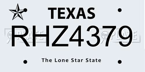 RHZ4379 Texas License Plate
