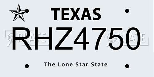 RHZ4750 Texas License Plate