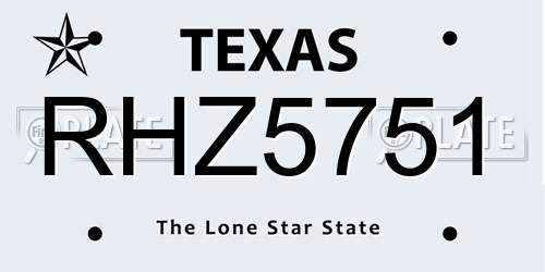 RHZ5751 Texas License Plate