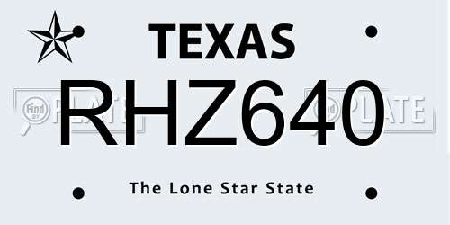 RHZ640 Texas License Plate