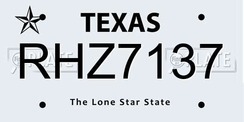 RHZ7137 Texas License Plate