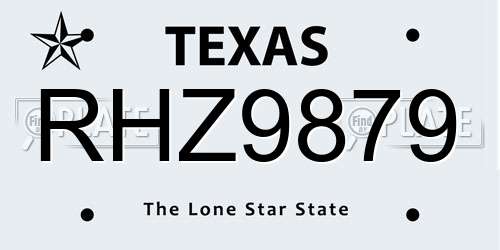 RHZ9879 Texas License Plate
