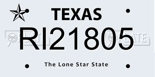 RI21805 Texas License Plate