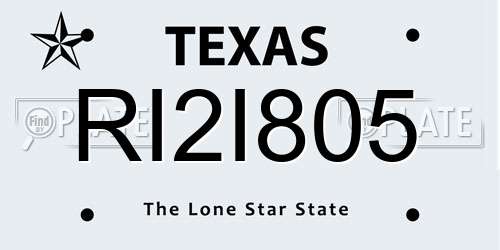 RI2I805 Texas License Plate