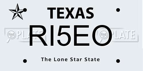 RI5EO Texas License Plate