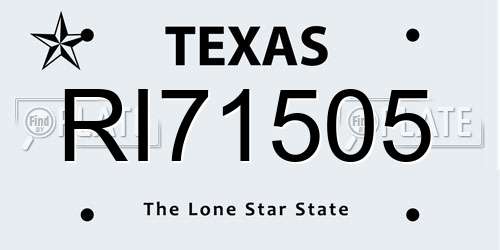 RI71505 Texas License Plate