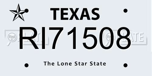 RI71508 Texas License Plate