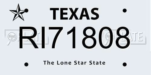 RI71808 Texas License Plate