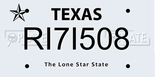 RI7I508 Texas License Plate
