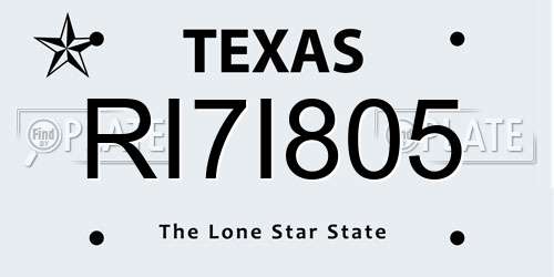 RI7I805 Texas License Plate