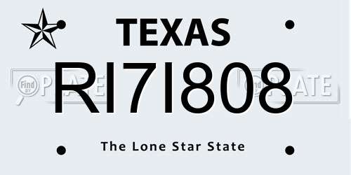 RI7I808 Texas License Plate
