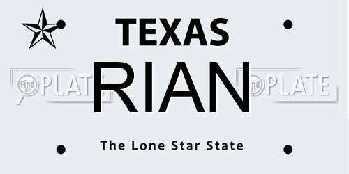 RIAN Texas License Plate