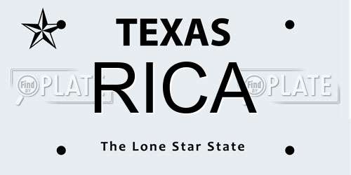 RICA Texas License Plate