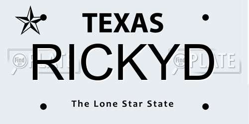 RICKYD Texas License Plate