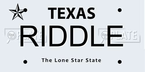 RIDDLE Texas License Plate