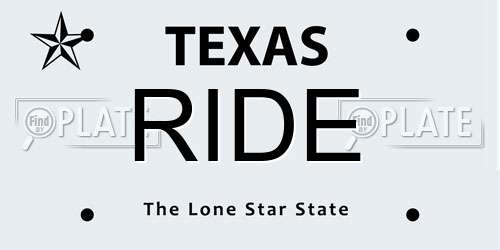 RIDE Texas License Plate