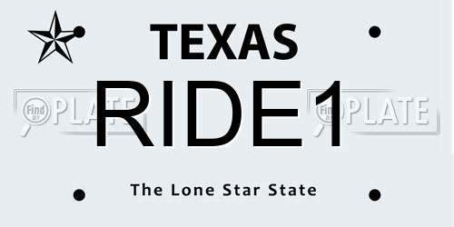 RIDE1 Texas License Plate