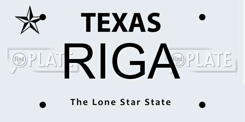 RIGA Texas License Plate