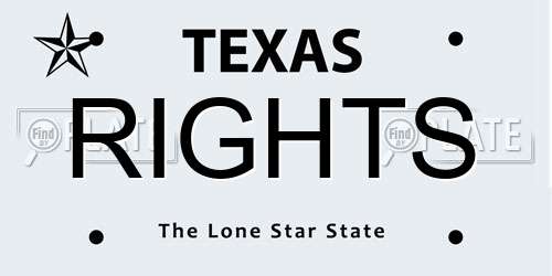 RIGHTS Texas License Plate