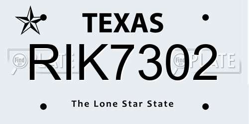 RIK7302 Texas License Plate