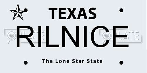 RILNICE Texas License Plate
