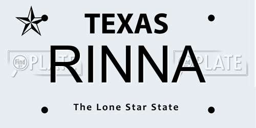 RINNA Texas License Plate