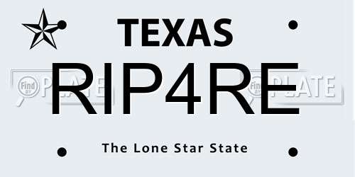 RIP4RE Texas License Plate