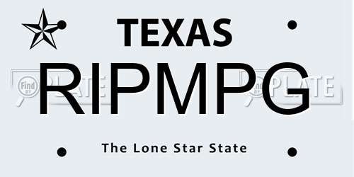 RIPMPG Texas License Plate