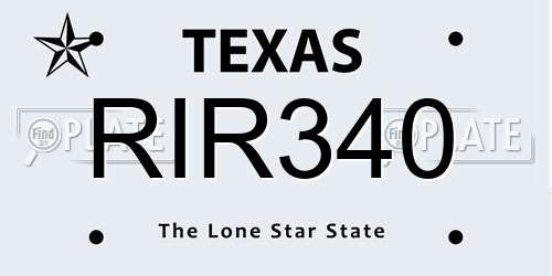 RIR340 Texas License Plate