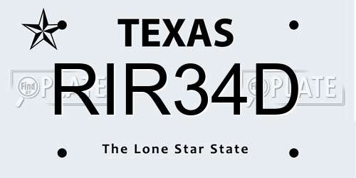RIR34D Texas License Plate