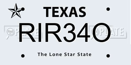 RIR34O Texas License Plate