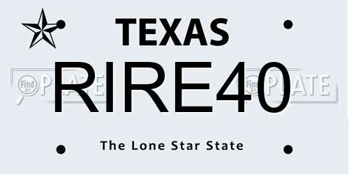 RIRE40 Texas License Plate