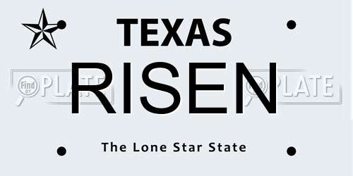 RISEN Texas License Plate