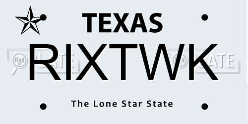 RIXTWK Texas License Plate