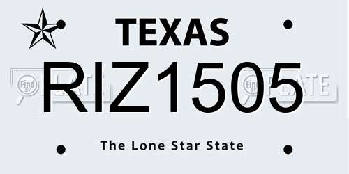 RIZ1505 Texas License Plate