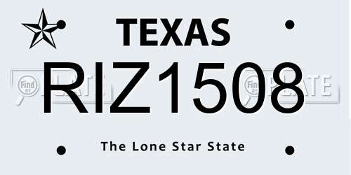 RIZ1508 Texas License Plate