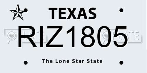 RIZ1805 Texas License Plate