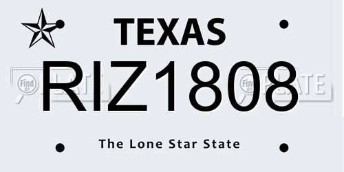 RIZ1808 Texas License Plate