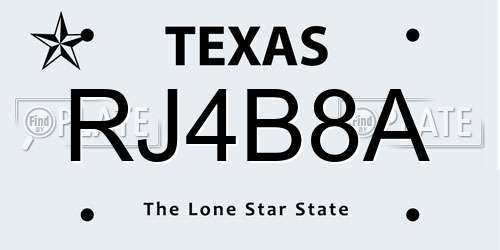RJ4B8A Texas License Plate